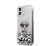 KARL LAGERFELD KLHCP12SGLIKSL Funda para iPhone 12 5,4" Plata Icónico Liquid Glitter