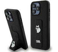 KARL LAGERFELD KLHCP13LGSACHPK Funda para iPhone 13 Pro / 13 6.1 Estuche rígido Negro Gripstand Saffiano Choupette Pins