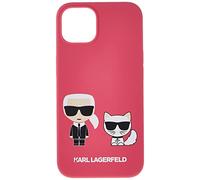 KARL LAGERFELD KLHCP13MSSKCP - Carcasa de Silicona para iPhone 13 de 6,1", diseño de Karl y Choupette, Color Rosa
