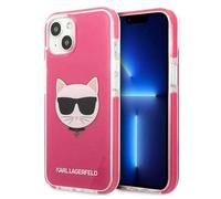 KARL LAGERFELD KLHCP13MTPECPI Funda rígida para iPhone 13 6.1 Pulgadas Fucsia Choupett Transparente