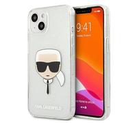 Karl Lagerfeld KLHCP13SKHTUGLS - Funda para iPhone 13 Mini de 5,4 Pulgadas, diseño de Cabeza de Karl con Purpurina Plateada