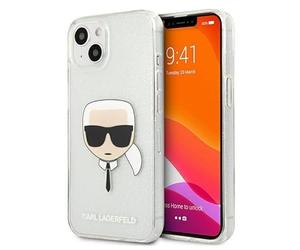 Karl Lagerfeld KLHCP13SKHTUGLS - Funda para iPhone 13 Mini de 5,4 Pulgadas, diseño de Cabeza de Karl con Purpurina Plateada
