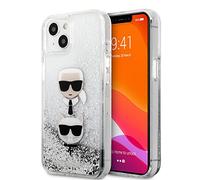 Karl Lagerfeld KLHCP13SKICGLS - Carcasa para iPhone 13 Mini (5,4"), diseño de Karl & Choupette, Color Plateado