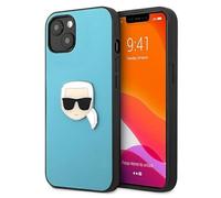 Karl Lagerfeld KLHCP13SPKMB Karl's Head Metal - Funda de Piel para iPhone 13 Mini (5,4"), Color Azul