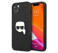 Karl Lagerfeld KLHCP13SPKMK Karl's Head Metal - Funda de Piel para iPhone 13 Mini (5,4"), Color Negro