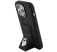 KARL LAGERFELD KLHCP14LGSACHPK Funda para iPhone 14 Pro 6.1 Negro Estuche rígido Gripstand Saffiano Choupette Pins