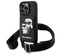 Karl Lagerfeld KLHCP14XCSAKCPMK funda para iPhone14 Pro Max 6.7" Carcasa rígida Negro Crossbody Saffiano Karl & Choupette