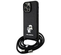 Karl Lagerfeld KLHCP14XSAKCPSK Funda para iPhone 14 Pro Max 6.7" Carcasa rígida Negro Crossbody Saffiano Metal Pin Karl & Choupette