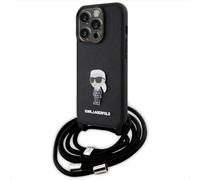 Funda Crossbody Karl Lagerfeld TPU Saffiano Ikonik Metal Pin, Negro - iPhone 15 Pro
