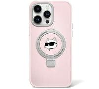 KARL LAGERFELD KLHMP15SHMRSCHP Funda para iPhone 15 6.1 Funda rígida Rosa Soporte de Anillo Cabeza de Choupette
