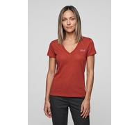 Karl Lagerfeld Linen Blend V-neck T-shirt Cinnabar Talla: S | Camisetas de Seda Outlet | Mujer | Rojo