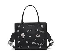 KARL LAGERFELD Maybelle Pin Satchel, Bolsa Tipo Cartera para Mujer, Negro Brillante, One Size