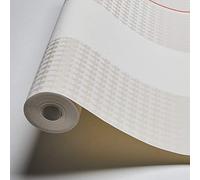 Karl Lagerfeld Papel Pintado Rayas Ribbon A.S. Création Papel pintado tejido no tejido 10.05 m x 0.53 m Gris Rojo Blanco Fabricado en Alemania 378483 37848-3