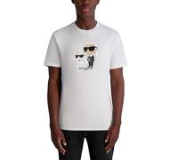 Karl Lagerfeld Paris Camiseta de Manga Corta con Cuello Redondo para Hombre con diseño gráfico, Blanco, Small