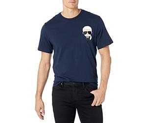 Karl Lagerfeld Paris Classic Karl Character - Camiseta de Manga Corta con Cuello Redondo para Hombre, Azul Marino, Medium