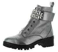 KARL LAGERFELD Pippa Lug Sole Combat Boot with Rhinestone Embellishments, Botas Mujer, Silver, 38 EU