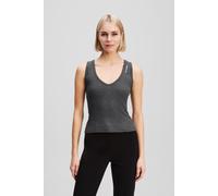 Karl Lagerfeld Ribbed V-neck Tank Melange Grey Melange Talla: L | Camisetas de Tirantes Outlet | Mujer | Gris