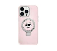 Karl Lagerfeld Ring Stand Choupette Head MagSafe Hardcase KLHMP15XHMRSCHP, Rosa - iPhone 15 Pro Max