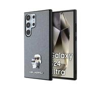 Karl Lagerfeld Saffiano Karl & Choupette Estuche rígido con pasador metálico KLHCS24LPSAKCMPG, Gris - Samsung Galaxy S24 Ultra S928