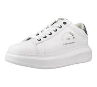 KARL LAGERFELD Zapatillas Deportivas Kapri Maison Color Blanco con Talonera en Plata Envejecida (Blanco, Sistema Tallas Calzado EU, Adulto, Mujer, Números, Mediano, 38)
