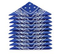 Karl Loven EL BANDANA - Lote de bandanas 100% Algodon de primera calidad Paisley Panuelo Cabeza Cuello Bufanda - Juego de 5 Azul Real