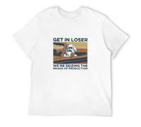 Karl Marx Get In Loser We’Re Seizing The Means of Production Vintage Men's T-Shirt Unisex White Men Tees S