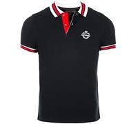 Karl´s People Polo de manga corta para hombres 100% algodón de Carisma • Polo para hombre con bordado • Cómoda camisa de ajuste regular para la oficina y el ocio K-129, Negro , XXL