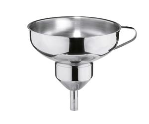 Karl Weis Juego de 2 embudos para mermelada de acero inoxidable, diámetro de 14 cm, con mini embudo de 6 cm de diámetro y colador de 1 mm, color plateado