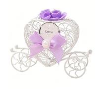 Karlak Caja de Dulces con Forma de Carro, Recuerdos Boda Elegantes en Forma Corazón para Despedidas Soltera y Fiestas, Alambre Hierro, 6 uds. (Púrpura)