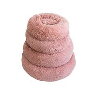 Karlak Cama Redonda de Felpa para Gatos, Cama para Mascotas con Borde Elevado, Abrigo de Piel Madre, Cálida Gatos, Fondo Resistente Al Agua y a la Suciedad, y Perros Pequeños (Champán-diámetro 50cm)