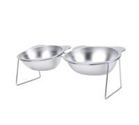 Karlak Comederos Elevados para Gatos Cuencos Dobles Diseño Ergonómico Elegante para Comer Cómodo Acero Inoxidable 304 2 Unidades (Gatita)