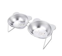 Karlak Comederos Elevados para Gatos Cuencos Dobles Diseño Ergonómico Elegante para Comer Cómodo Acero Inoxidable 304 2 Unidades (Cerdita)
