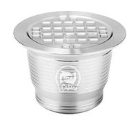 Karlak Compatible con cápsula de café de Acero Inoxidable Nespresso Cápsula de café Recargable Reutilizable Filtro de Taza con Cuchara de Cepillo Polvo-Anillo de Prensa