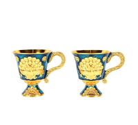 Karlak Copas Vintage Azules con Patrón de Pavo Real en Relieve para una Cena Elegante y Decoración del Hogar - Juego de 2 Copas Vino con Patas Metal