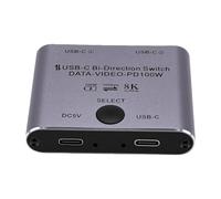 Karlak Divisor USB C 8K 60Hz Ultra HD con Transferencia de Datos de 10Gbps para Configuración Computadora Dual Oficina en Casa Aleación Aluminio 2 en 1