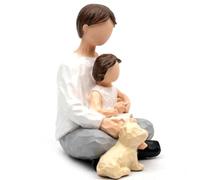 Karlak Figura de Gato de Padre e Hija, Estatua Linda papá e Hija para Sala Estar, Dormitorio, 11,5x8x7,5 Cm, Resina Impermeable (Personaje Pintado a Mano J 1 Paquete)