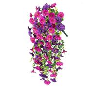 Karlak Flores Artificiales de Gloria de la Mañana, Enredaderas Decorativas Realistas para Jardín Al Aire Libre, Patio, 1 Planta Seda (Morning Glory Morado Rojo Mix 45 Malla)