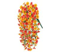 Karlak Flores Artificiales de Gloria de la Mañana, Enredaderas Decorativas Realistas para Jardín Al Aire Libre, Patio, 1 Planta Seda (Morning Glory Naranja Rojo Mix 45 Malla)