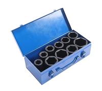 Karlak Juego de 10 Vasos de Impacto Profundo de 1 Pulgada, Vaso de Impacto de Acero CR MO con Caja de Almacenamiento de Hierro, Vaso Resistente para Tareas Domésticas, Automotrices y