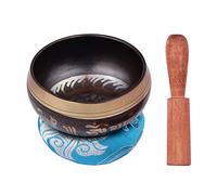 Karlak Juego de cuenco tibetano tibetano con cuenco de metal hecho a mano de 8 cm y cojín suave (color al azar) y golpeador de madera para meditación, sonido, chakras, Heng, yoga, relajación