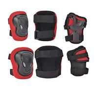 Karlak Juego de Equipo de Protección para Patines Ruedas para Adultos, Rodilleras Duraderas, Coderas y Entusiastas del Patinaje Extremo, Acolchado Esponja 10 Mm - Rojo, , Negro - 6 Piezas (Roja)