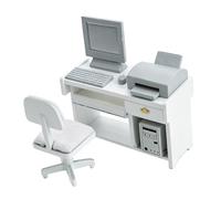 Karlak Juego de Escritorio de Oficina en Miniatura a Escala 1:12, Muebles Compactos Madera para Accesorios Casa Muñecas, 11x4,4x6,8 Cm (Blanca)