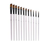 Karlak Juego de Pinceles angulares de 12 Piezas, Juego de Pinceles de Nailon para el Cabello, para acrílico, óleo, Pintura de Acuarela, Artista, Kits de Pintura Profesional, Blanco