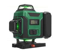 Karlak Nivel Láser de 16 Líneas Línea Cruzada Verde 4D Autonivelante de 3°, Precisión de Diodo Láser de 520/505 Nm ±1 Mm/7 M, Piso Eléctrico de Batería de Trípode de 1 M, (Enchufe europeo)