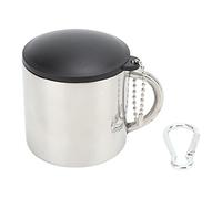 Karlak Taza de café para Acampar Taza de té Aislada Viaje Acero Inoxidable 110 Ml Preservación del Calor Tapa Resistente a Derrames Hebilla Portátil para Acampar Mochil