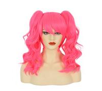 Karlery Peluca larga de cola de caballo para mujer, color rosa intenso, Lolita con clip en la garra gruesa con cordón de ajuste, disfraz de Halloween, peluca de cosplay