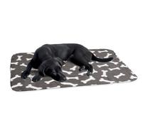 Karlie 1030691 Manta de Terciopelo 100 x 70 cm Gris con Estampado de Huesos