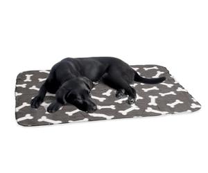 Karlie 1030691 Manta de Terciopelo 100 x 70 cm Gris con Estampado de Huesos