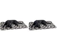 Karlie 1030691 Manta de Terciopelo 100 x 70 cm Gris con Estampado de Huesos (Paquete de 2)