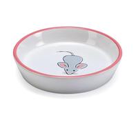 Karlie Hand Painted Curry Mouse Cartoon First Class Pottery Cat Dish Plato de Cerámica para Gatos, 16 cm, 200 ml, Rosso
